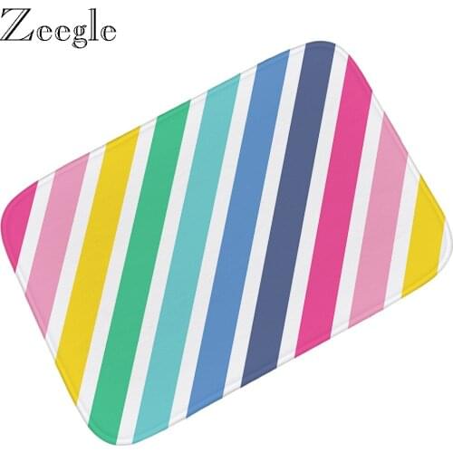 Zeegle Printed Striped Memory Foam Floor Mat Welcome Carpet Outdoor Flannel Praying Mats Modern Hallway Floor Carpet