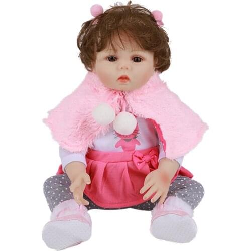 Realistic Newborn curls Baby 18 '' Silicone Doll cloth Body Lifelike Bebe Reborn Dolls For Children Birthday Gift Shower Toy