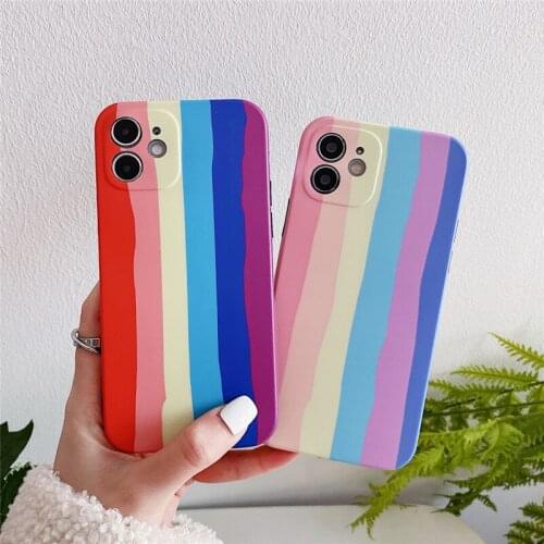 LUPWAY Luxury Cartoon Rainbow Phone Case For iPhone X XR XS Max 12 11 Pro Max 8 7 Plus 12 Mini SE 2020 Soft Silicone Back Cover
