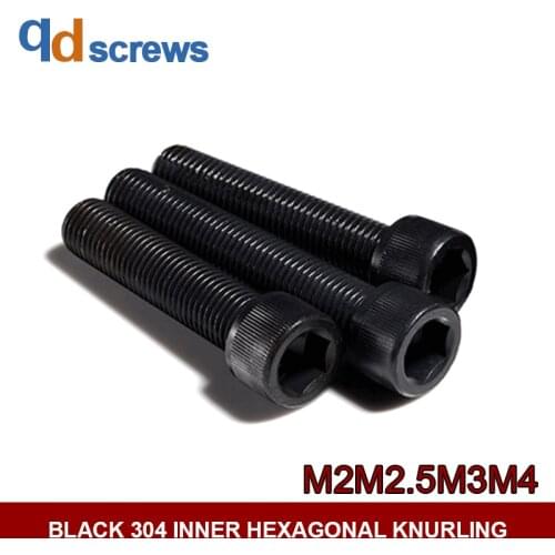 Black oxide 304 M2M2.5M3M4 hexagon socket cap screws knurled inner hexagon stainless steel bolt DIN912 GB70.1