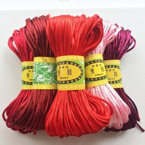 20 Meters Satin Nylon Cord 2.5mm For Jewelry Making Red Series Beading Braided Rattail Silky Cord DIY String Rope