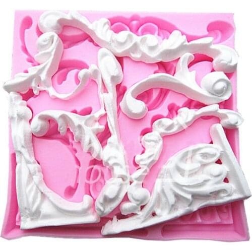 Retro Vine Shape Silicone Mold Fondant Paste DIY Baroque Retro Pressing Silicone Cupcake Decorating Mold for Chocolate Gum Paste