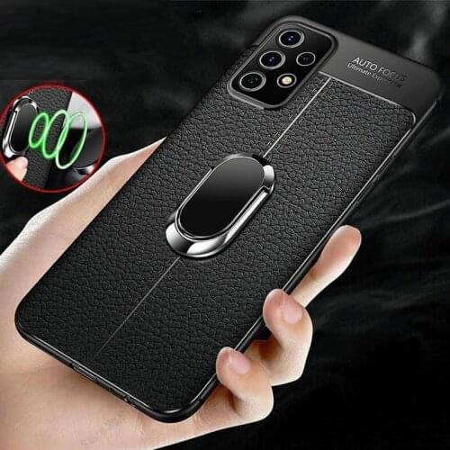Lychee Pattern Silicone Case For Samsung Galaxy A32 A52 A72 A42 Case Ring Stand Holder Shockproof Cover For Samsung A12 A52 A72