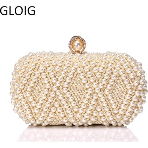 Wedding Purse Embroidery Handmade Pearl Handbags Rhinestones Beaded Wedding Bags Small Day Clutches Night Club Evening Bags