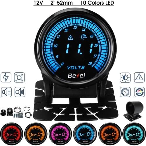 2" 52mm Universal Car Auto LED Gauge Water Oil Temp/Pres Volt Tacho Boost PSI/BAR AFR EGT Gauge Digital LED With Gauge Holder