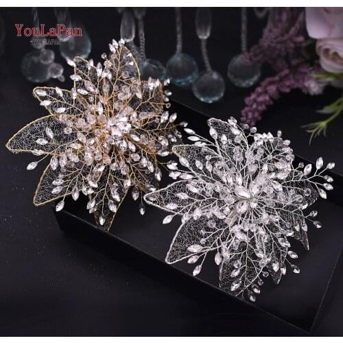 YouLaPan Vintage Diamond Headband Wedding Hair Jewelry Bridal Crown Silver Rhinestone Wedding Tiara Feather Wedding Headpieces