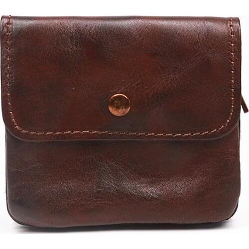 Vintage Style Men Leather Coin Purse Wallet Clutch Key Holder Zipper Small Soft Bag Mini Bag