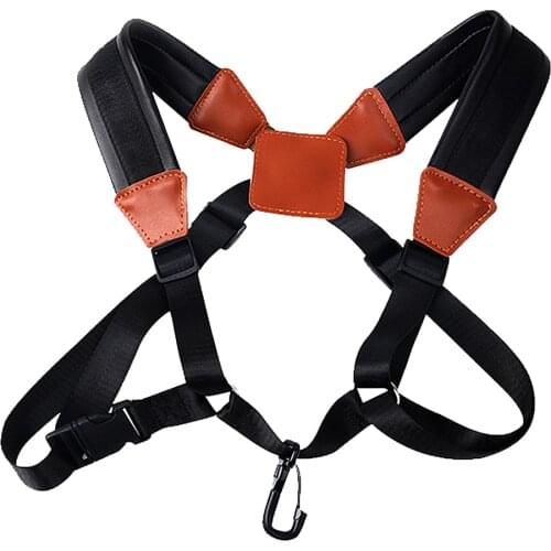 Adult Child Soft Sax Strap Leather Double Shoulder Saxophone Straps with Steel Hook for Alto Tenor Soprano Sax