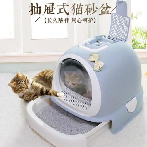 Cat Litter Box Top-entry Cat Litter Box Fully Enclosed Cat Toilet Anti-spatter Cat Litter Pot Drawer Deodorant Cat Supplies