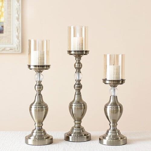 Iron Wedding Candle Holder Candlestick Glass Ball Crystal Candelabra Centerpieces Wedding Home Decoration Accessories Modern Art