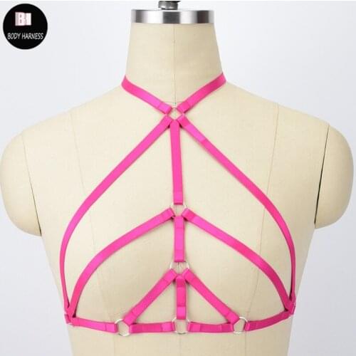 BODY HARNESS Harajuku Goth Cage Bra Sexy Lingerie Bondage Harness Top Handmade Pole Dance Suspender Belt Body Harness Bra