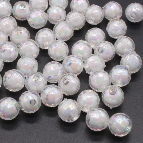 100PCS Acrylic White Round Beads Rainbow AB Beads For Jewelry Making DIY Jewelry Accessories 8MM