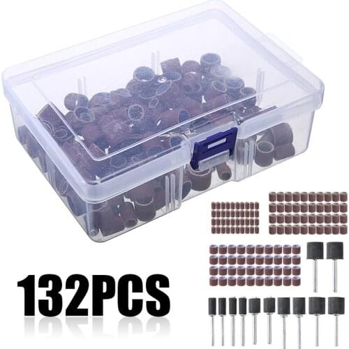 132pcs Dremel Grit Sanding Bands Multi-function Sandpaper Nail Polishing Wood Carving Drill Bits Abrasive Rotary Tool