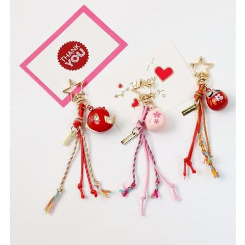 2021 Japan DHARMA Maneki Neko Lucky Cat Fortune Tassel Keychain Key Chain Car For Women Bag Pendent Charms D510