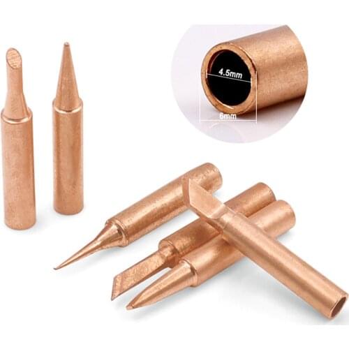 5pcs Pure Copper 900m-T Solder Iron Tip Lead-Free Solder Tips Welding Head Bga Soldering Accessories For Welding Pad
