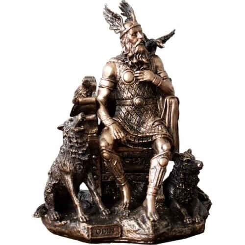 ANTIQUE ODIN STATUE RESIN NORTHERN EUROPE MYTH GOD WARRIOR CHARACTER FIGURE DECORATION ART AND CRAFT ORNAMENT ACCESSORIES L3196