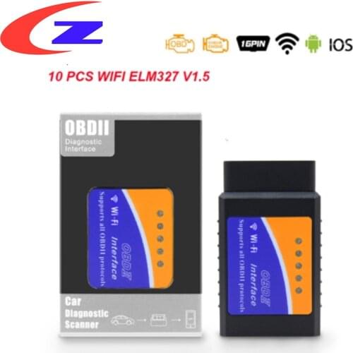 10PCS ELM 327 V1.5 OBD2 Wifi for Android iOS OBD OBD2 Auto Car Diagnostic Scanner Tool elm327 V1.5 PIC18F25K80 obd wi-fi Scaner