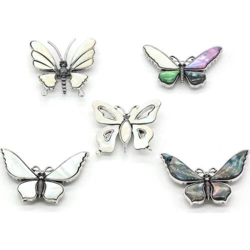 Natural Shell Brooch Pendant With Lovely Butterfly-Shaped Brooch Pin With Lifelike Carving for Women Banquet Jewelry Gifts