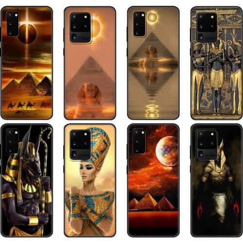 Black tpu Case For Samsung galaxy S20 /S20 PLUS/S20 ultra/S20+ /S20FE back cover Egypt Nefertiti Anubis Ankh