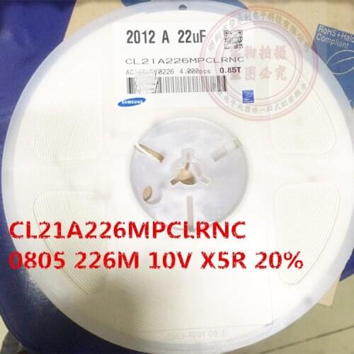 CL21A226MQCLRNC 0805 SMD capacitor 0805 0603 22UF 226 20% X5R 6.3V SMD capacitor CL21A226MPCLRNC 0805 226M 22UF 10V X5R 10