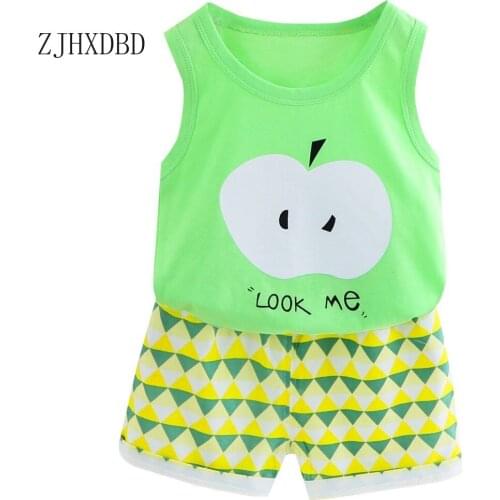 Childrens Vest Suit Cotton Boy Summer Small Medium-sized Childrens Clothing Girl Baby Sleeveless Shorts Two-piece Suit Sets