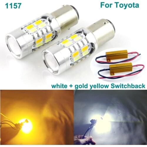 For Toyota led light Excellent Ultra bright 1157 BAY15D Dual Color Switchback LED DRL Parking front Turn Signal light Bulbs