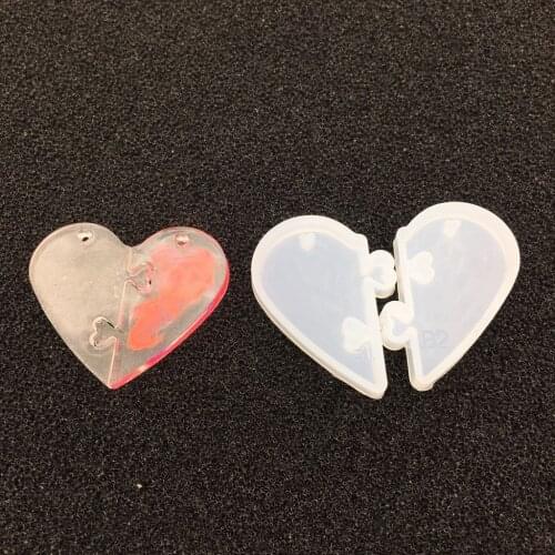 Silicone Pendant Mold Couple Heart DIY Jewelry Necklace Casting