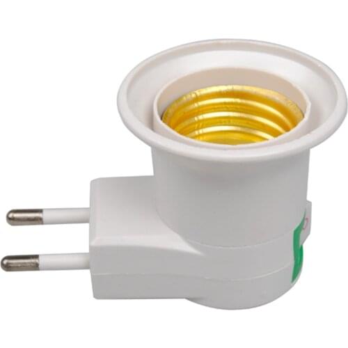E27 EU Plug Lamp Base Light Bulb Base Socket Adapter Converter 250V 6A White Night Light With Power On Off Control Switch