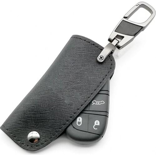 Praise High Quality Leather Case Cover Holder Bag for Fiat for Jeep Wrangler 2/3/4/5 Buttons Remote Key Fob Car Accessories