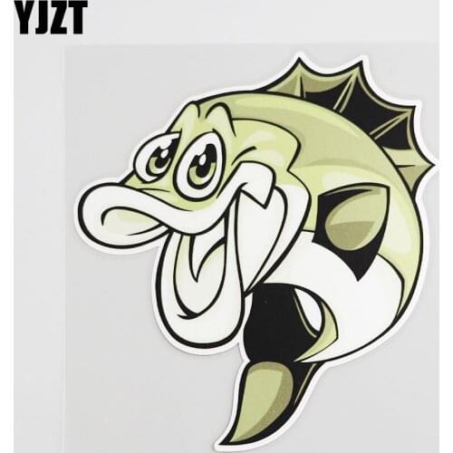 YJZT 13.6CMX14.7CM Interesting Fish Car Sticker Cartoon Modeling Pvc Decal 6A-0204