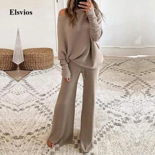 Homewear Women 2 Piece Set Spring Autumn Loose Pullover Tops + Wide Leg Pants Sports Suit Lady Casual Soft Sportswear Tracksuits