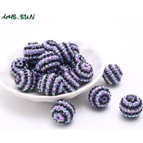 MHS.SUN 50pcs round resin beads chunky rhinestones loose beads for diy baby necklace bracelet kids jewelry accessory ball beads