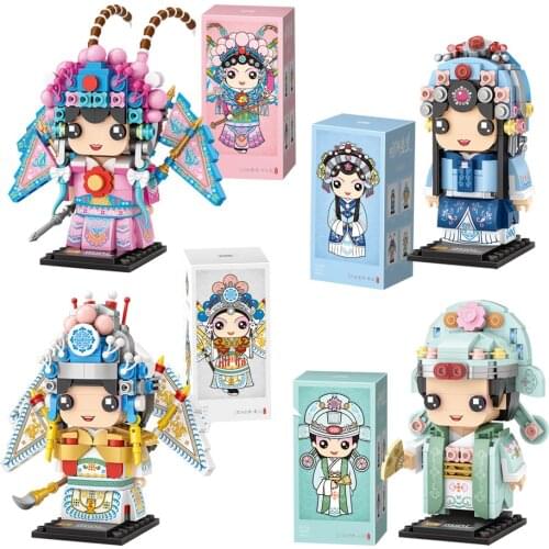 LOZ Blocks Chinese Style Peking Opera Figures Building Bricks for Children Toy Kids Doll brinquedos New Year Girls Gift 1543