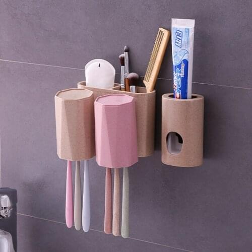 Fashion Toothbrush Holder Toothpaste Storage Rack Shaver Tooth Brush Dispenser Bathroom Organizer Accessories Tools