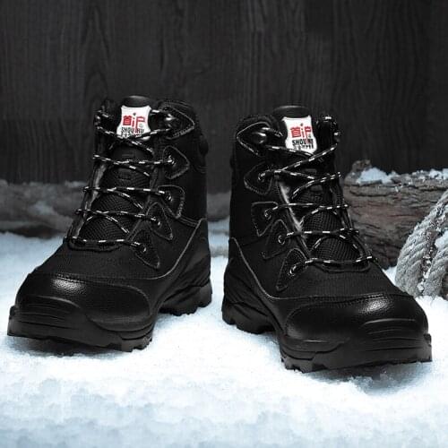 Super Warm Men Winter Boots Quality Waterproof Leather Outdoor Men Boots Fur Ankle Boots Plush Snow Boots Winter Men Shoes