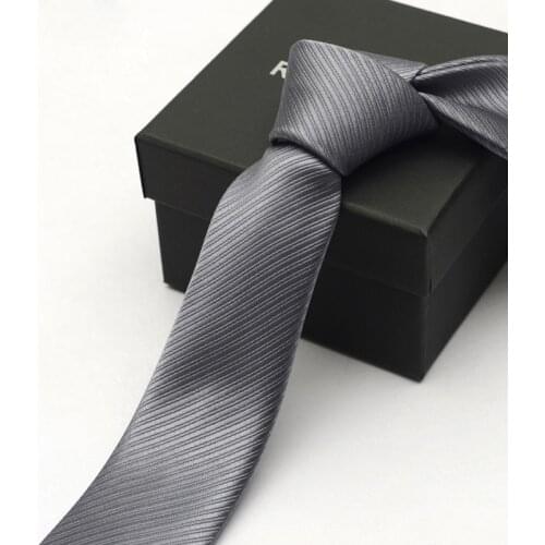 Solid Color Grey 6cm Skinny Ties for Men Microfiber Striped Slim Necktie Boys Fashion Casual Neck Tie Corbatas Gravata Fift Box