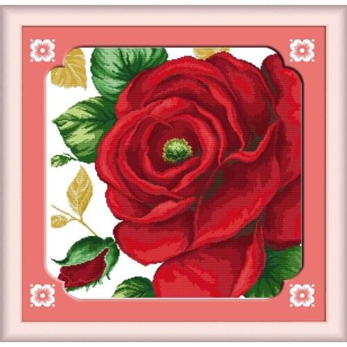 Joy Sunday Charm Of Rose DIY Needlework 11CT 14CT Printed Counted Water Soluble Cloth Cross Stitch Kit for Home Decor and Gift