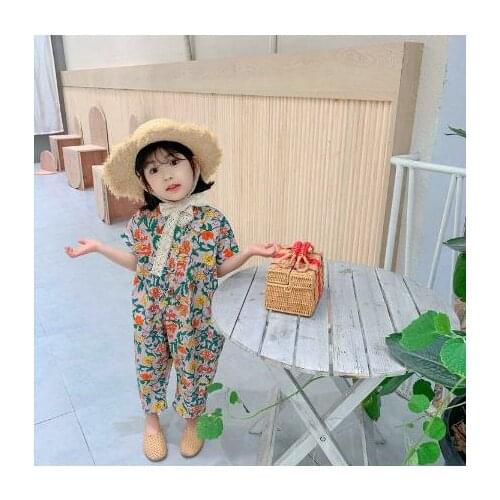 2021 New Summe Girls' Floral Playsuit Korea Jumpsuit