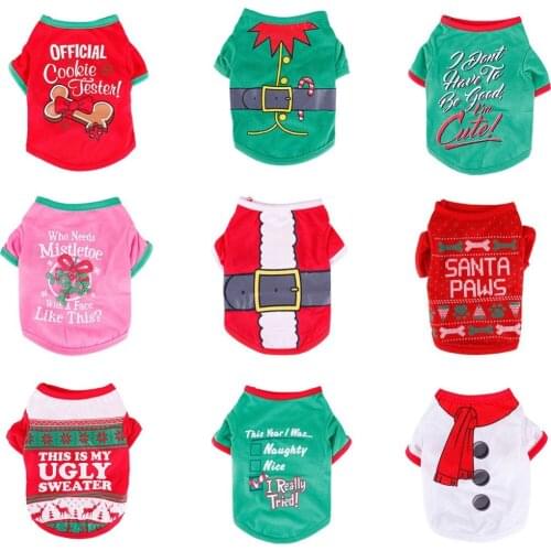 New Hot Sale Merry Christmas Pet Cat Puppy Clothes T-Shirt Winter Warm Outfit Coat Pet Xmas Apparel #258323