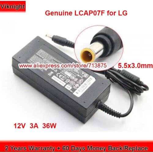Genuine LCAP07F 12V 3A Lapter Adapter LSE0107A1236 for LG LED Monitor W1943SV E1948SX W1943SE Power Supply
