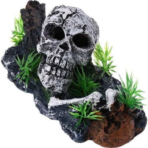 Pirate Skull Skeleton Aquarium Ornament Hiding Cave Fish Tank Decoration Decor