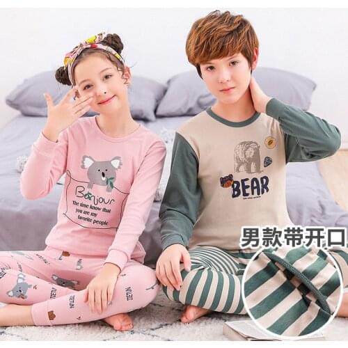 Kids Boys Sleepwear Winter Cotton Pajamas sets Children Homewear Pajamas for Girls Pyjamas Kids Nightwear 8-19Y Teenage Clothes