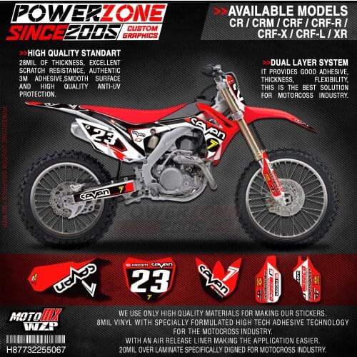 PowerZone Custom Team Graphics Backgrounds Decals 3M Stickers Kit For HONDA CRF250R 2010-2013 CRF450R 2009-2012 067