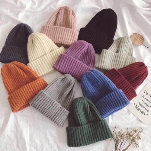 QCOOLJLY New Fashion Wool Beanie Knitted Warm Soft Trendy Winter Hats Women Wool Casual Caps Beanie Elegant All-match Hat