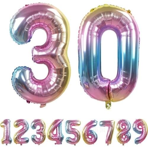10pcs 32Inch Big Foil Wedding Balloons Helium Number Balloon 0-9 Happy Birthday Party Decorations Kids Toy Ballon Air Globos