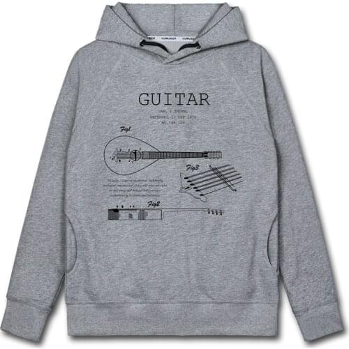 Guitar structure diagram rock band guitarist mens hoodies top sports new long sleeve printed white winter men autumn clothes