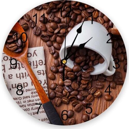 Coffee Beans Modern Wall Clock For Home Office Wall Decoration Living Room Bathroom Decor Needle Hanging Watch