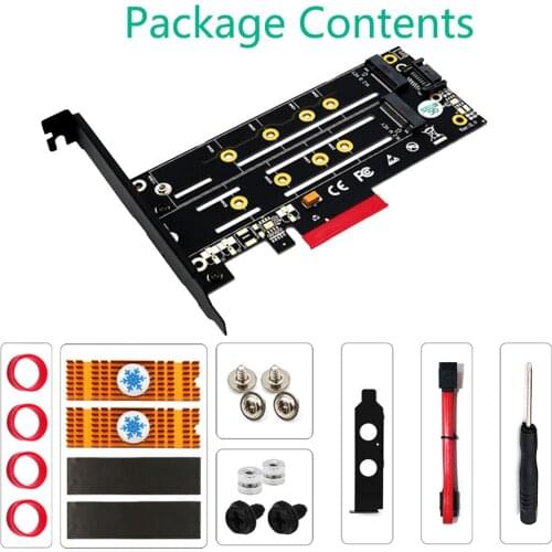 LED SSD Converter Set 4X SATA 3.0 Adapter M.2 B+M Key to PCI-E for Motherboard Computer Safety Parts SSD Converter Card New