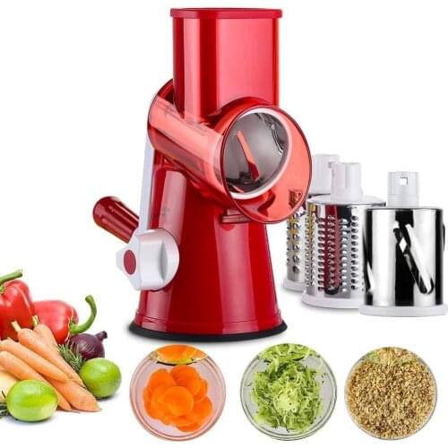 Mandoline Slicer Vegetable Cutter Chopper Cheese Grater Manual Rotary Round Drum Stainless Steel Blades
