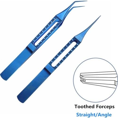 Titanium Toothed Forcep Straight/Angle ophthalmic tweezers Veterinary pet surgical instruments